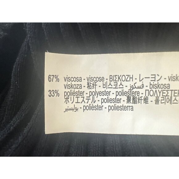 2/$30 ZARA Black Ribbed Knit Medium Midi Dress With Spaghetti Straps Deep V-Neck - Picture 6 of 13